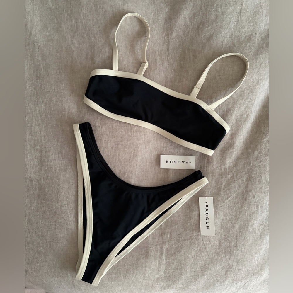 NWT PacSun Black Bikini with Cream Contrast Trim